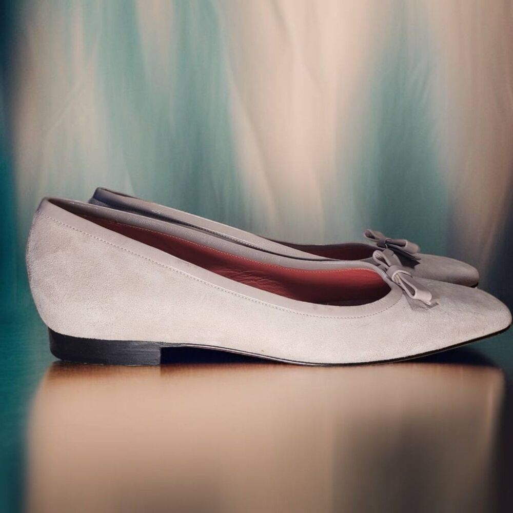 Judith Leiber Balletcore Quiet Luxury Suede Square-Toe Flats NWOB